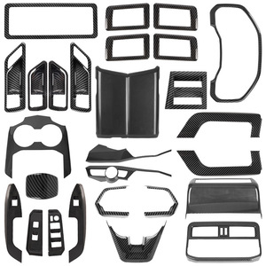 Kit de garnitures intérieures en fibre de carbone pour Toyota Land Cruiser LC300 2022-2025, console centrale, fixation adhésive ABS - Product Image 1