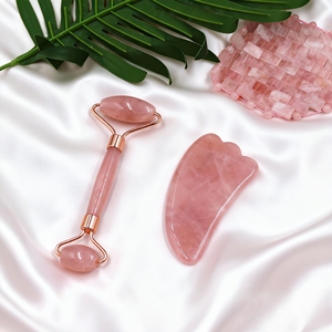 Ensemble de Gua Sha et de Rouleau en Pierre d'Œil de Tigre 2 en 1, Pierre précieuse naturelle, outil de massage facial pour lutter contre le vieillissement - Product Image 1