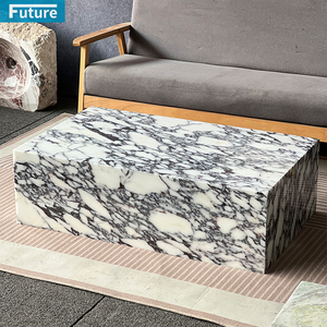 Tương Lai Đồ Nội Thất Bằng Đá Bàn Cà Phê Thấp Chân Phòng Khách Sang Trọng Tự Nhiên Tùy Chỉnh Calacatta Viola Cà Phê Bằng Đá Cẩm Thạch Bàn Bên - Product Image 4