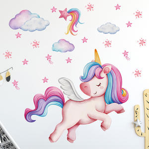 Adesivi Murali Impermeabili in PVC Autoadesivi con Unicorno e Nuvola per Cameretta <span class=keywords><strong>Bambina</strong></span> 30*60 - Product Image 1