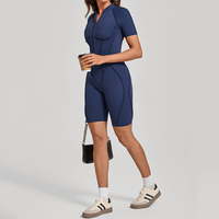 Combinaison de sport moulante pour femme, à manches courtes et fermeture éclair, idéale pour le yoga et la danse, collection été S-L, vente en gros
