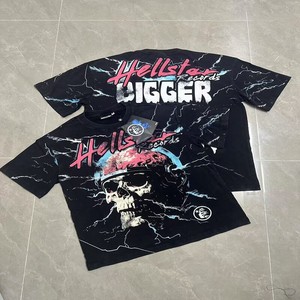 Camiseta de Manga Corta Unisex, Estilo Americano, con Estampado de Letras, de Algodón, <span class=keywords><strong>Vintage</strong></span>, Lavada, Desgastada, de Corte Holgado - Product Image 3
