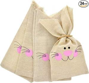 <b>Easter</b> <b>Gift</b> Cotton <b>Bag</b> With Drawstring Bunny Rabbit Treat Candy <b>Bags</b> Rustic Hunting <b>Bag</b> Party Favor - Product Image 2