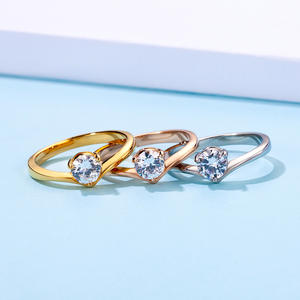 Anillo de Diamantes con Corte Brillante Redondo en Plata, Joyería de Compromiso para Mujer - Product Image 2