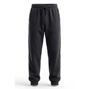 Pantalones Deportivos Casuales para Hombre WA BROTHERS, Negros, de Forro Polar, Peso Medio, para Invierno, con Cintura Elástica, Cordón Ajustable y Puños en las Piernas - Product Image 1