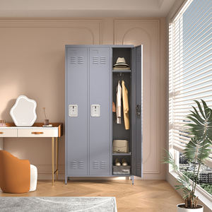 Moderner 3-türiger Stahl-Freistehschrank, abschließbar, für Schule, Umkleideraum, Schlafzimmer, groß, robust, geruchsneutral - Product Image 6