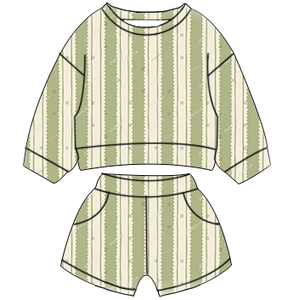 Nouvelle mode Pull rayé pour petits garçons et short à taille élastique Ensemble 2 pièces pour tout-petits Enfants Haut à manches longues avec poche Short - Product Image 3