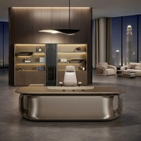 Bureau de direction moderne de luxe en bois doré avec dimensions personnalisées, écologique, pour usage commercial, design autoportant