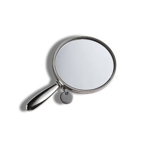 Antique Vanity Makeup Custom <b>Round</b> Metal Little <b>Small</b> Charms Hand Held <b>Mirror</b> - Product Image 2