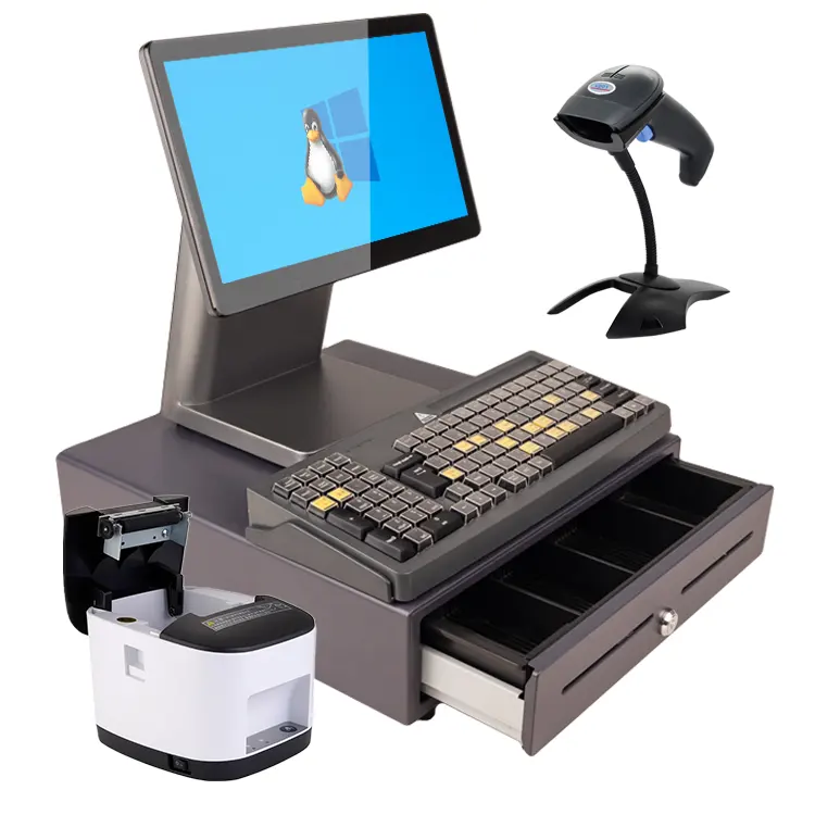 15,6 Zoll Schlussverkauf All-In-One-POS-Desktop Kassenkassenregister-Terminal Restaurant Windows-POS-Systemlieferant