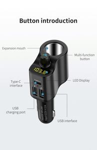 Multifunctional 2 <b>USB</b> Type c Port Car Radio Blue Tooth <b>MP3</b> Music <b>Player</b> Wireless Receiver Handsfree Call FM Transmitter - Product Image 5
