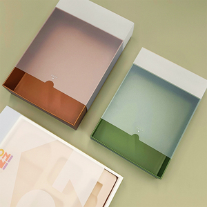 Recyclable custom cardboard sliding out paper gift packaging drawer <b>box</b> with pvc window - Product Image 2