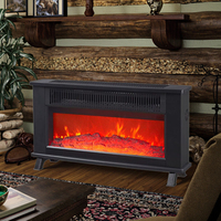 Cheminée électrique autoportante 2000W en métal avec effet de flamme LED 3D, thermostat réglable et protection contre la surchauffe pour la maison