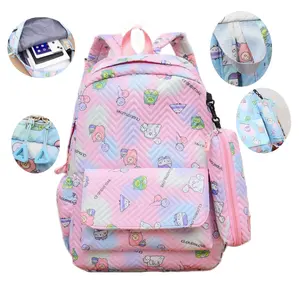 学生用バックパック5色2セットファッション防水大容量ペンシルバッグ付き