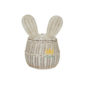 High Quality Cute Rabbit Shape Rattan <b>Storage</b> <b>Basket</b> With Gold Stamp Eco-Friendly <b>Toy</b> Organizer For Children - Product Image 1