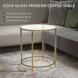 Juego de 2 Mesas de Centro Modernas de Lujo con Base de Metal Dorado y Tapa de Mármol para Sala de Estar - Product Image 2