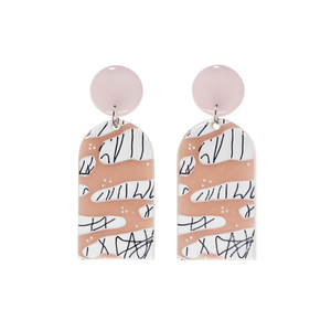 Orecchini pendenti dipinti con ciondolo a cerchio rosa, gioielli di tendenza per donna, set da 12 pezzi - Product Image 1