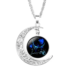 Горячая Распродажа 12 гороскопов каменная луна ожерелье с длинной цепью модные ювелирные изделия для женщин G189