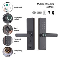 Serrure intelligente Tuya, télécommande, empreinte digitale, carte, mot de passe, serrure de porte sans clé pour la maison, le bureau, le studio, porte en bois