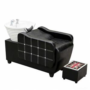 Lavacabezas de peluquería con lavabo de cerámica profundo, tipo semidecúprido, con sistema de descarga especial - Product Image 6