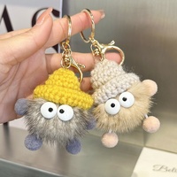 Porte-clés de voiture en peluche douce en fourrure de vison, motif animal mignon (ours/cochon), populaire sur Instagram pour les couples, à suspendre au sac