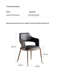 Chaise de salle à manger en cuir et acier inoxydable de luxe léger, style moderne simple, pour la maison, le loisir, le bureau, designer haut de gamme, villa, <span class=keywords><strong>restaurant</strong></span> italien - Product Image 5