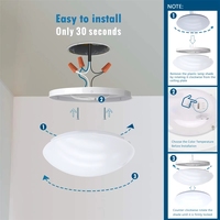 Plafonnier LED 3 CCT pour la maison, dimmable Triac, AC120V, 11/12 pouces, rond, moderne, IP44, en fer, ETL CETL