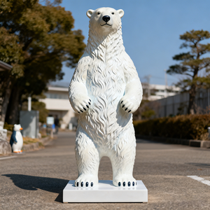 Escultura de Oso Polar de Dibujos Animados de Fibra de Vidrio de Gran Tamaño, Escultura de Resina de <span class=keywords><strong>Animal</strong></span> Ártico de Tamaño Real, Modelos Temáticos para Exhibición - Product Image 1
