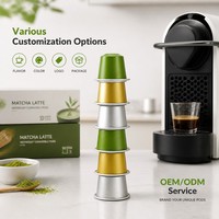 Capsules de thé vert matcha OEM, mélange aromatisé sur mesure, dosettes de latte, emballage de marque privée, machine à café à portion individuelle