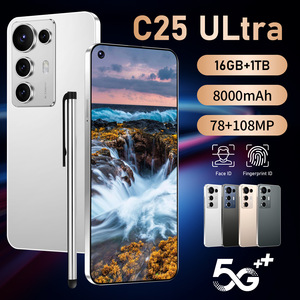 全新跨境 C25 超级十核 4G LTE 7.3 英寸 4K 120Hz 108MP Android 14 智能手机 120W 快充 英文版工厂 - Product Image 1