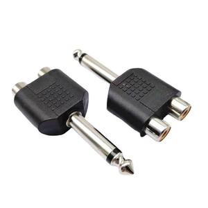 Adaptador Divisor <span class=keywords><strong>de</strong></span> Auriculares Estéreo <span class=keywords><strong>Mono</strong></span> <span class=keywords><strong>de</strong></span> 6.35mm Macho <span class=keywords><strong>a</strong></span> 2 RCA Hembra Dual - Product Image 1