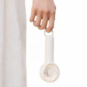 Portable White Handheld Fan With Loop Suspension For Tabletop Use - 3-in-1 Personal Fan