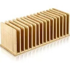 Wooden desktop multi-tiered file organizer, office document storage <b>rack</b>, solid wood multi-purpose book <b>shelf</b> - Product Image 2