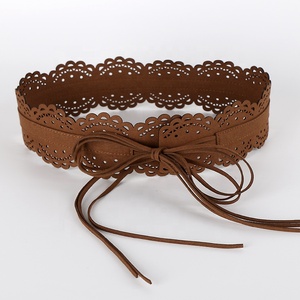 Sabuk beludru Korea wanita, dengan renda berongga rumbai ikat pinggang lebar modis dan desain rantai elegan - Product Image 4