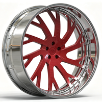 Jantes forgées sur mesure 2 pièces SL 28X10 30X9.0 30X10, design personnalisé, 5X130, rayons rouges, finition polie, jantes à profil profond pour véhicules haut de gamme