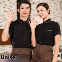 Ensemble de vêtements de travail à manches courtes en tissu sergé d'été professionnel pour femmes uniforme de caissier de réception pour hôtels et restaurants