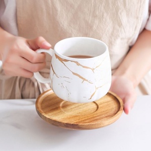 Wholesale Private Label 400ML 500ml Gold Printing Marble Texture Style Lovers Cup Ceramic Coffee Mugs for Gift - Product Image 4