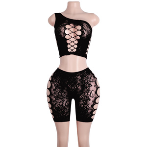 sexy diva clothing Silver Black Fantasy Sequin Sexy Costume Diva Showgirl Top + Skirt + Gloves