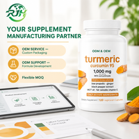 Capsules de curcuma et curcumine OEM, extrait végétal, antioxydant, soutien cognitif, complément alimentaire, 120 unités