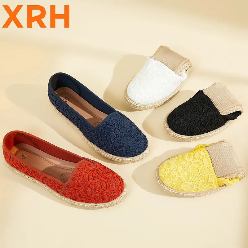 2024 Zomer Wenzhou Fabriek Handgemaakte Loafers Mode Espadrilles Schoenen Vrouwen Platte Effen Kleur Casual Schoenen Zapatos Mujeres