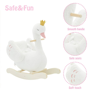 NC NC-54 Kids Plush <strong>Swan</strong> Rocking Toy Wooden Base Ride Animal Balance <strong>Rocker</strong> Soft Stuffed Rocking Chair 14 Years Party Gift - Product Image 4