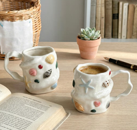Tasse en céramique Coquillage 250ml 300ml, Tasse à café style nordique, thème plage et océan, Cadeau unique, Mug de bureau gaufré