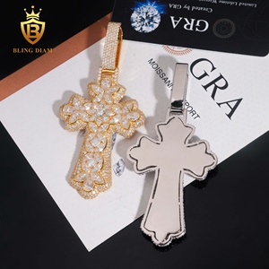 Offre Spéciale – Pendentif Homme Tendance <span class=keywords><strong>en</strong></span> Argent Sterling 925 avec Croix <span class=keywords><strong>Épée</strong></span> et Moissanite, Coupe Ronde, Style Hip Hop, Testeur de Diamant Inclus avec Certificat GRA - Product Image 3
