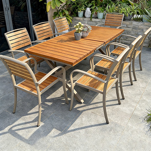 Set di <span class=keywords><strong>Tavoli</strong></span> e Sedie <span class=keywords><strong>da</strong></span> Esterno Moderni, Impermeabili e Resistenti al Sole, in Lega di Alluminio Estensibile per Patio e <span class=keywords><strong>Giardino</strong></span> - Product Image 3