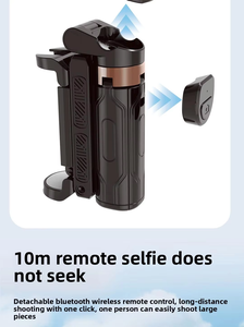 Perche à selfie tout-en-un extensible avec support de téléphone intégré et rangement pour le <span class=keywords><strong>streaming</strong></span> en direct, le vlogging et la prise de vue mains libres - Product Image 4