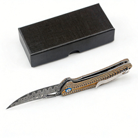 Couteau de poche pliant à roulement à billes avec lame en damas VG10, manche antidérapant G10, couteau EDC de poche