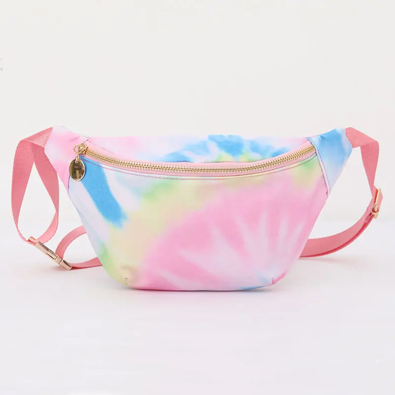 Wholesale Personalized Zipper Canvas Girl Bum Bag Nylon Waist Bag Belt Bag Dye Tie Fanny Pack