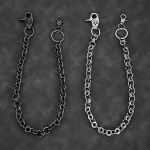 人気セールスカル刺繍バイカーウォレットチェーンヘビーデューティーシルバー六角リンクパンツクリップエッジの効いたズボンチェーン - Product Image 1