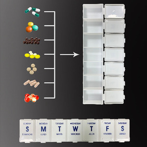 Hot Sale Custom Portable Eco Friendly Plastic Pill Organizer Weekly Storage Travel Medicine Cases 7 days Pill Box