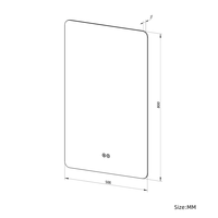 Miroir de salle de bain LED intelligent à coins arrondis, réglable, avec fonction de mémoire Kelvin, à fixation murale, éclairé